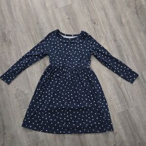 Elegant Navy Kids Dress with White Dots